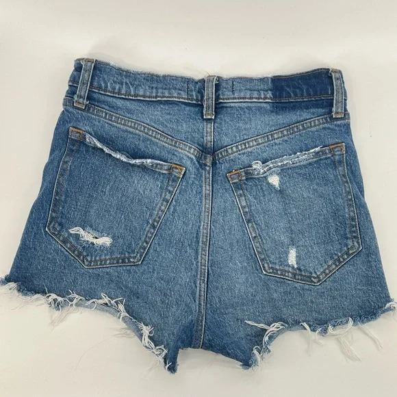 Abercrombie & Fitch curve love high rise mom short medium wash distressed 27/4 - Picture 2 of 6